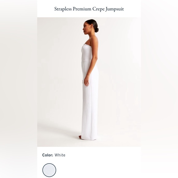 Abercrombie Strapless Premium Crepe Jumpsuit - WHITE NWT - Small Petite - Picture 3 of 4